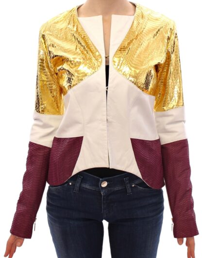 Vladimiro Gioia - Elegant Metallic Croc Print Leather Jacket