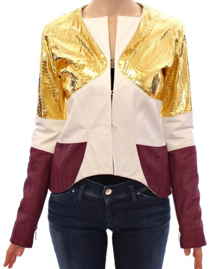 Vladimiro Gioia - Elegant Metallic Croc Print Leather Jacket