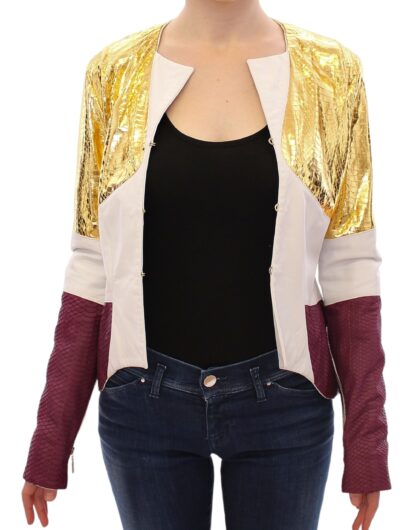 Vladimiro Gioia - Elegant Metallic Croc Print Leather Jacket