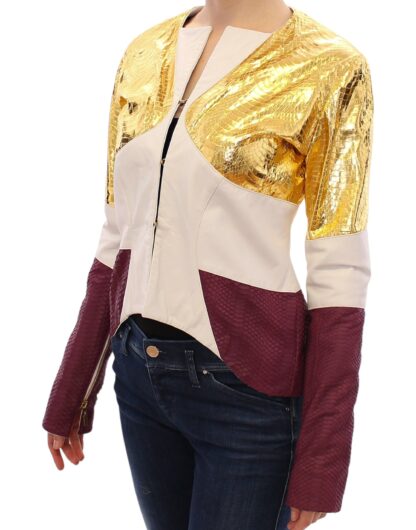 Vladimiro Gioia - Elegant Metallic Croc Print Leather Jacket