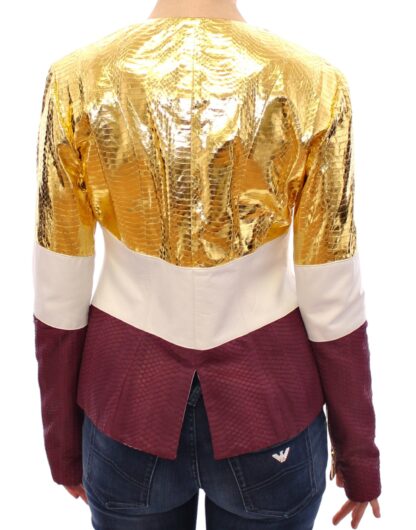 Vladimiro Gioia - Elegant Metallic Croc Print Leather Jacket