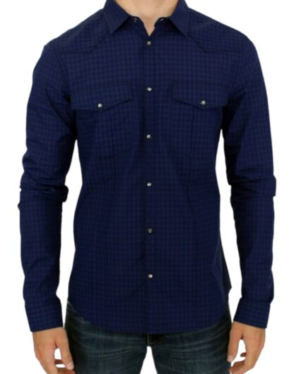 Costume National - Chic Blue Checkered Casual Cotton Shirt