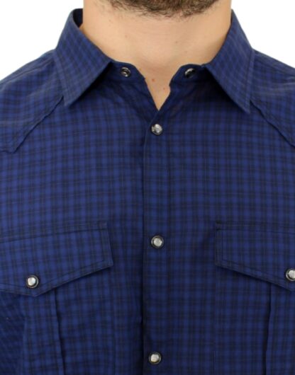 Costume National - Chic Blue Checkered Casual Cotton Shirt