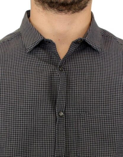 Costume National - Chic Gray Checked Casual Linen Blend Shirt