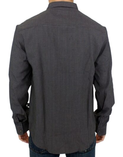 Costume National - Chic Gray Checked Casual Linen Blend Shirt