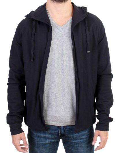 Costume National - Elegant Blue Hooded Cotton Sweater