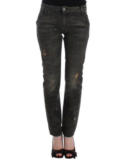 Costume National - Sleek Gray Straight Leg Distressed Jeans