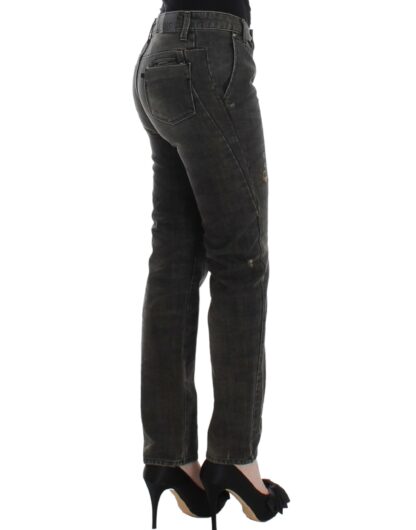 Costume National - Sleek Gray Straight Leg Distressed Jeans