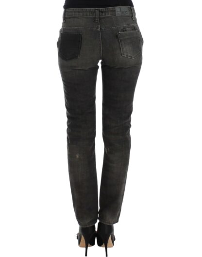 Costume National - Sleek Gray Straight Leg Distressed Jeans