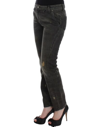 Costume National - Sleek Gray Straight Leg Distressed Jeans