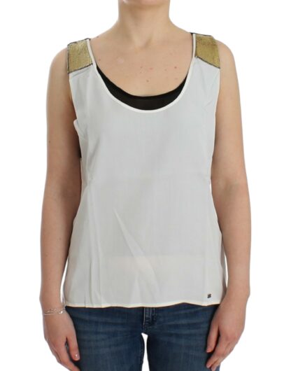 Costume National - Elegant Monochrome Sleeveless Top with Gold Accents