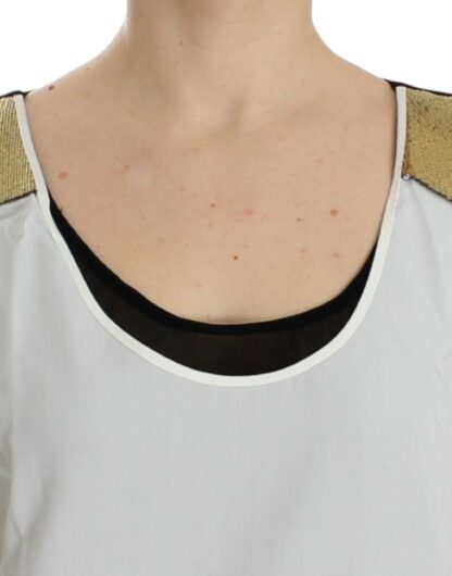 Costume National - Elegant Monochrome Sleeveless Top with Gold Accents