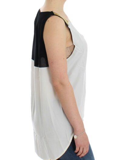 Costume National - Elegant Monochrome Sleeveless Top with Gold Accents