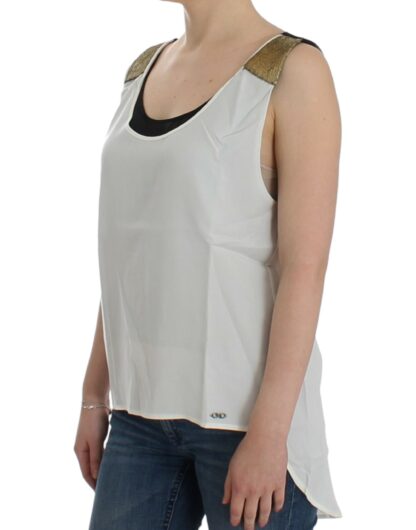 Costume National - Elegant Monochrome Sleeveless Top with Gold Accents