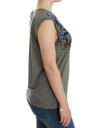 Costume National - Chic Sleeveless Gray Top with Blue Detailing