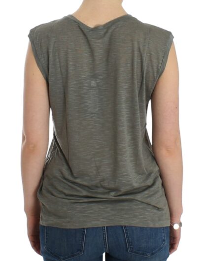 Costume National - Chic Sleeveless Gray Top with Blue Detailing