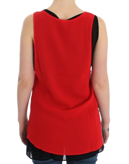 Costume National - Elegant Sleeveless Black & Red Top