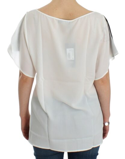 Costume National - Chic White V-Neck Motive Print Tee