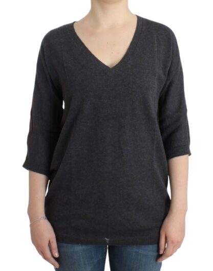 Costume National - Chic V-Neck Alpaca Blend Short Sleeve Sweater