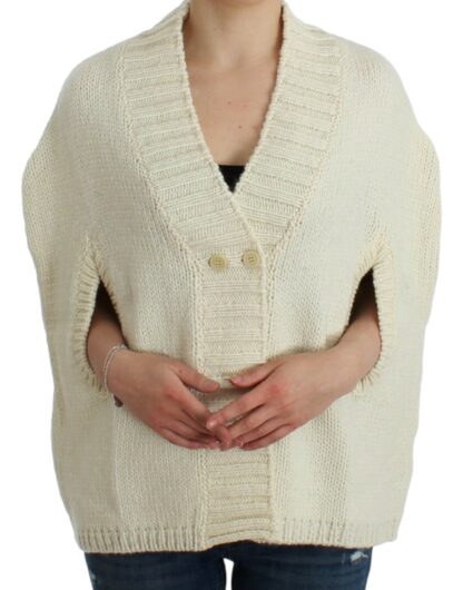 Costume National - Elegant White Knitted Cape-Cardigan Hybrid