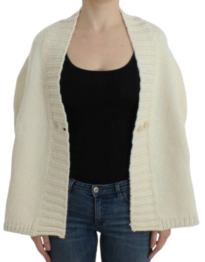 Costume National - Elegant White Knitted Cape-Cardigan Hybrid