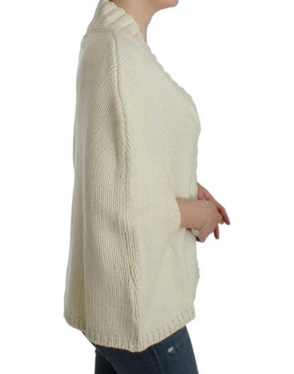 Costume National - Elegant White Knitted Cape-Cardigan Hybrid