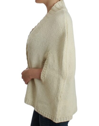 Costume National - Elegant White Knitted Cape-Cardigan Hybrid