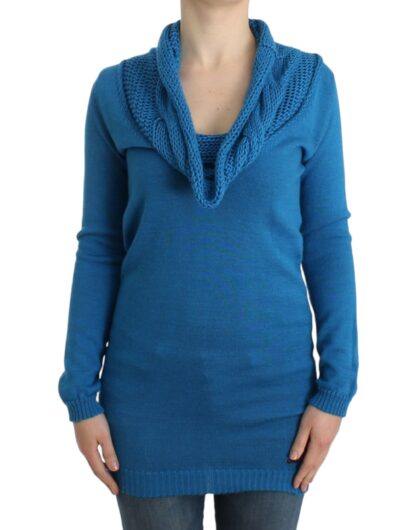 Costume National - Chic Blue Scoop Neck Knit Sweater