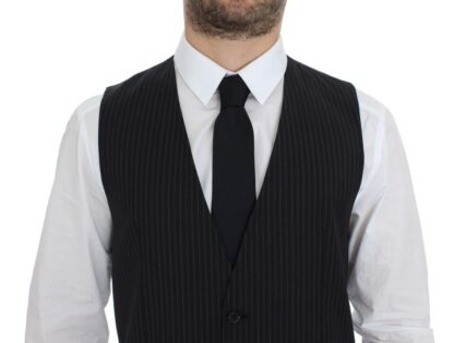 Dolce & Gabbana - Elegant Gray Striped Dress Vest