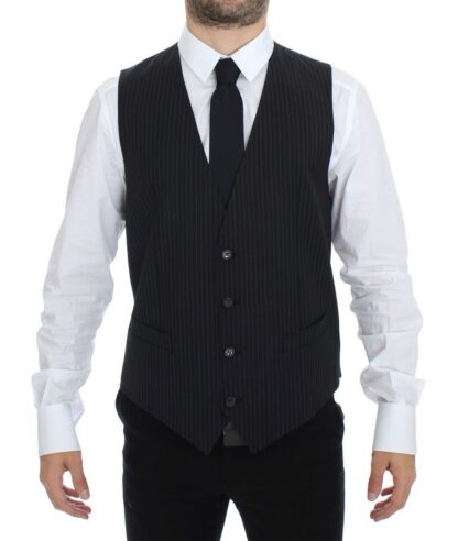 Dolce & Gabbana - Elegant Gray Striped Dress Vest