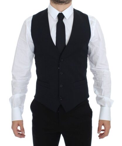 Dolce & Gabbana - Elegant Blue Wool Dress Vest