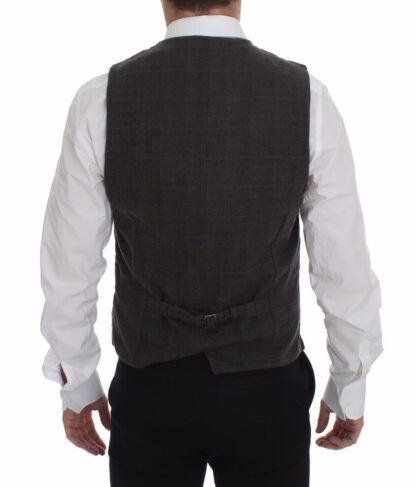 Dolce & Gabbana - Elegant Checkered Green Dress Vest