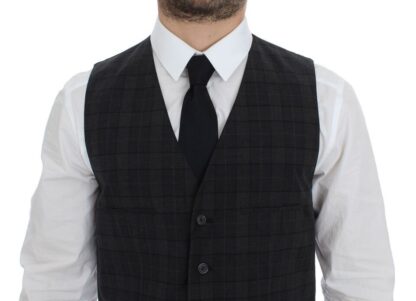 Dolce & Gabbana - Elegant Gray Checkered Dress Vest