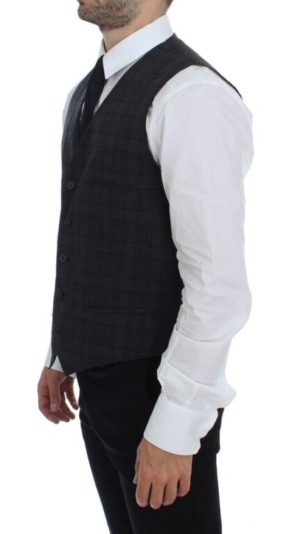 Dolce & Gabbana - Elegant Gray Checkered Dress Vest