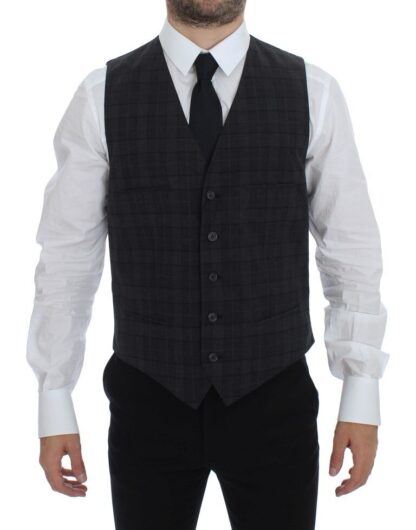 Dolce & Gabbana - Elegant Gray Checkered Dress Vest