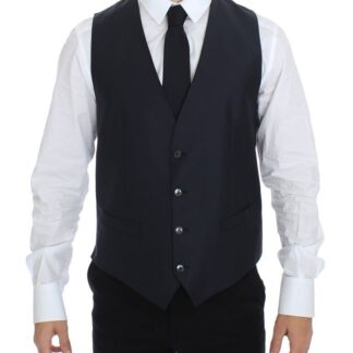 Dolce & Gabbana - Chic Black Striped Wool Silk Dress Vest