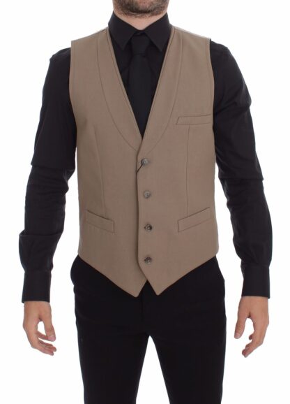 Dolce & Gabbana - Elegant Beige Cotton Dress Vest – Slim Fit