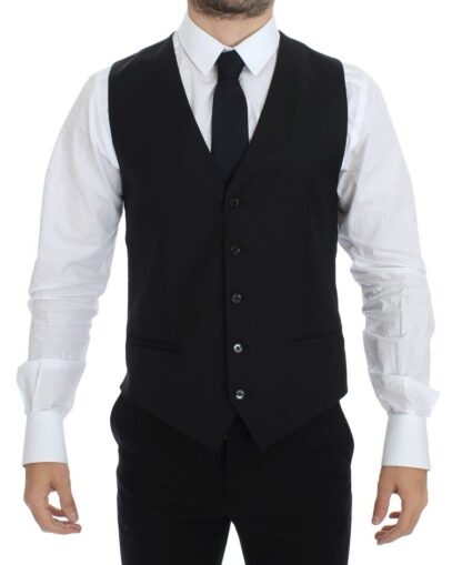 Dolce & Gabbana - Elegant Black Wool Silk Dress Vest