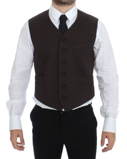 Dolce & Gabbana - Elegant Brown Cotton Blend Dress Vest