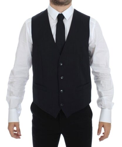 Dolce & Gabbana - Elegant Gray Striped Wool-Silk Dress Vest