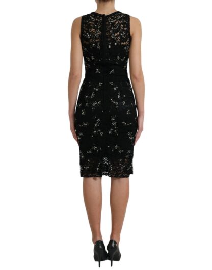 Dolce & Gabbana - Exquisite Black Floral Lace Crystal Sheath Dress