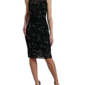 John Richmond - Elegant Black Silk Mini Dress with Sequins