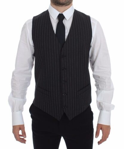 Dolce & Gabbana - Elegant Gray Striped Dress Vest