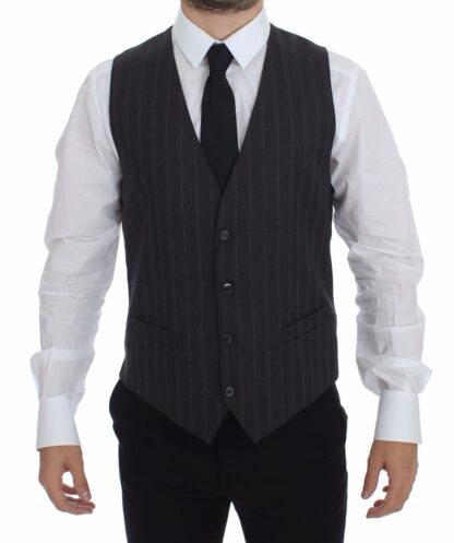 Dolce & Gabbana - Elegant Striped Gray Dress Vest