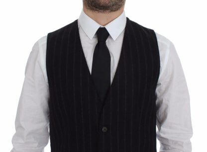 Dolce & Gabbana - Elegant Black Striped Single Breasted Dress Vest