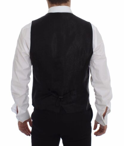 Dolce & Gabbana - Elegant Black Striped Single Breasted Dress Vest