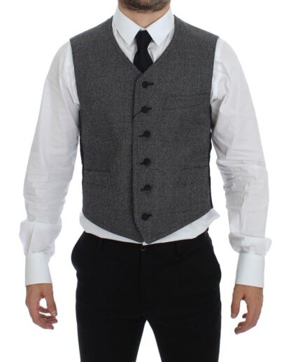 Dolce & Gabbana - Elegant Single Breasted Gray Dress Vest