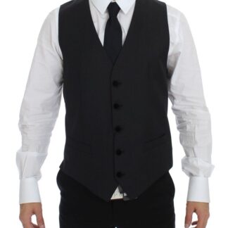 Dolce & Gabbana - Elegant Gray Wool Silk Blend Formal Vest