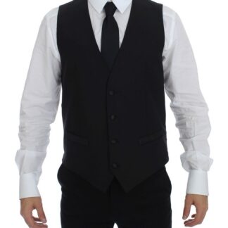 Dolce & Gabbana - Elegant Gray Wool Silk Blend Formal Vest