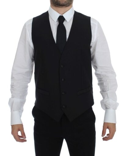 Dolce & Gabbana - Elegant Black Wool Silk Dress Vest